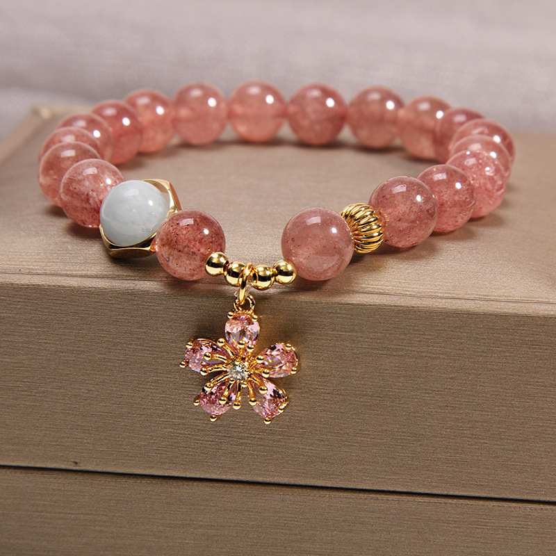 Natural garnet multi-layer crystal bracelet, female student best friend bracelet, trendy accessory bracelet gift pic 1