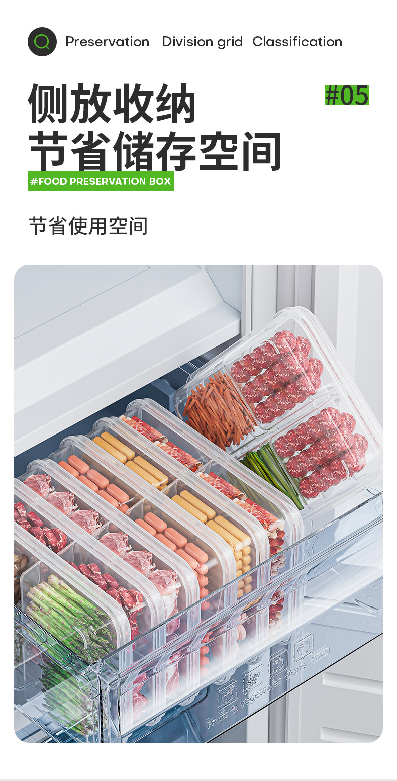 塑料保鲜食物分格收纳盒肉类食材冷冻盒姜葱蒜盒分装储藏备菜盒子详情7