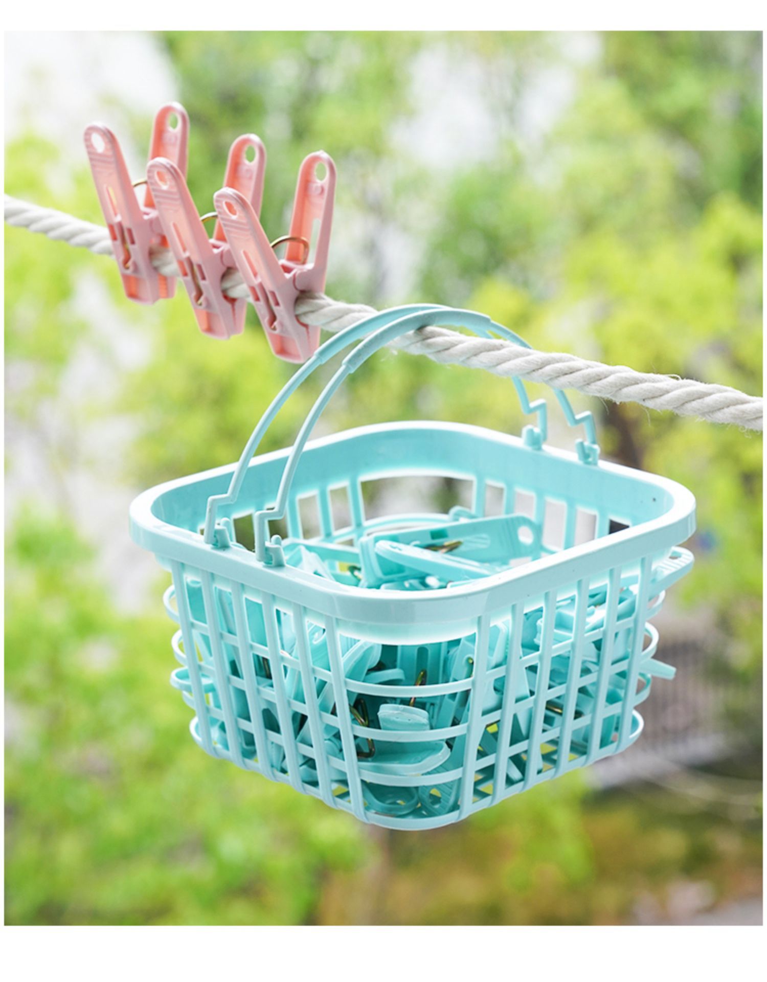 30个装防风夹晾衣夹内衣袜子塑料小夹子带收纳篮被子衣服晾晒夹详情14