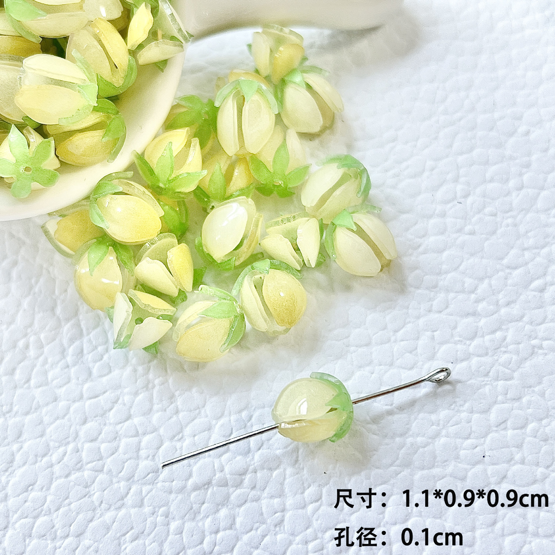 国风复古感古风晕染花苞金箔花朵热缩片穿孔贴片diy手工发簪配件详情9