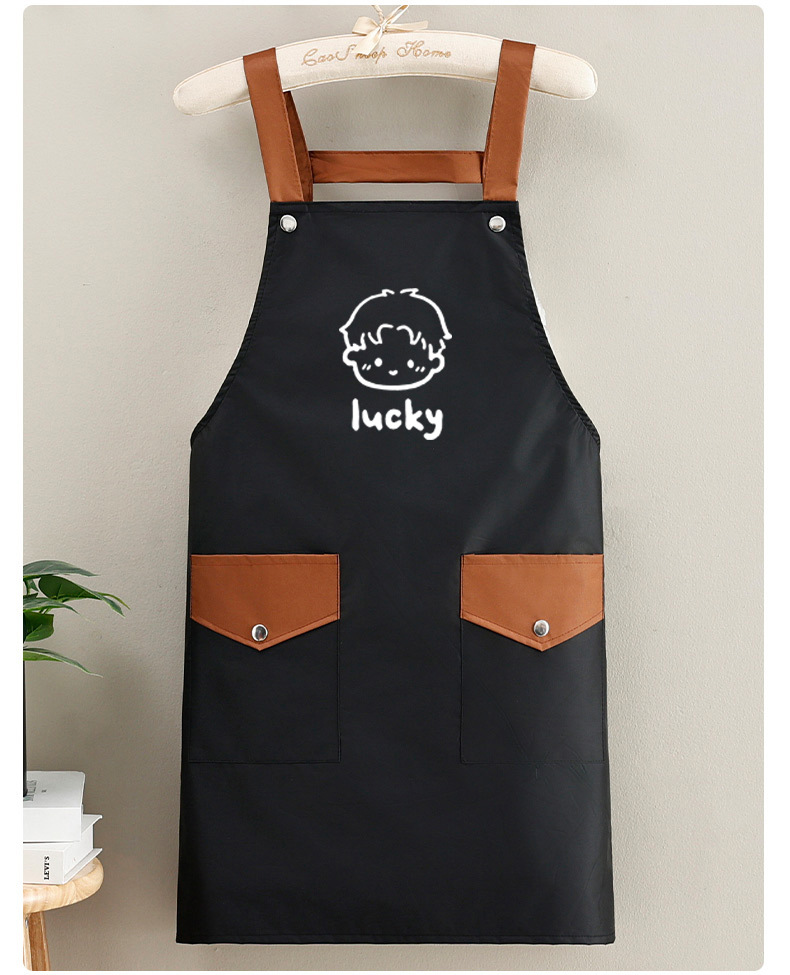 Korean waterproof shoulder strap apron, kitchen home oil-resistant cooking waist, no-wash, catering, work clothes for cooking and baking, printed apron, sleeveless for women pic 11