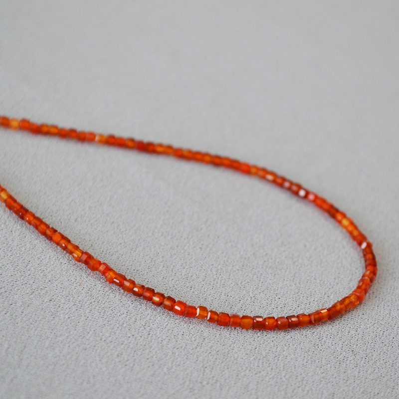 国潮新中式小众设计南红玛瑙切角方粒真石碎银子串珠简约项链手链详情10