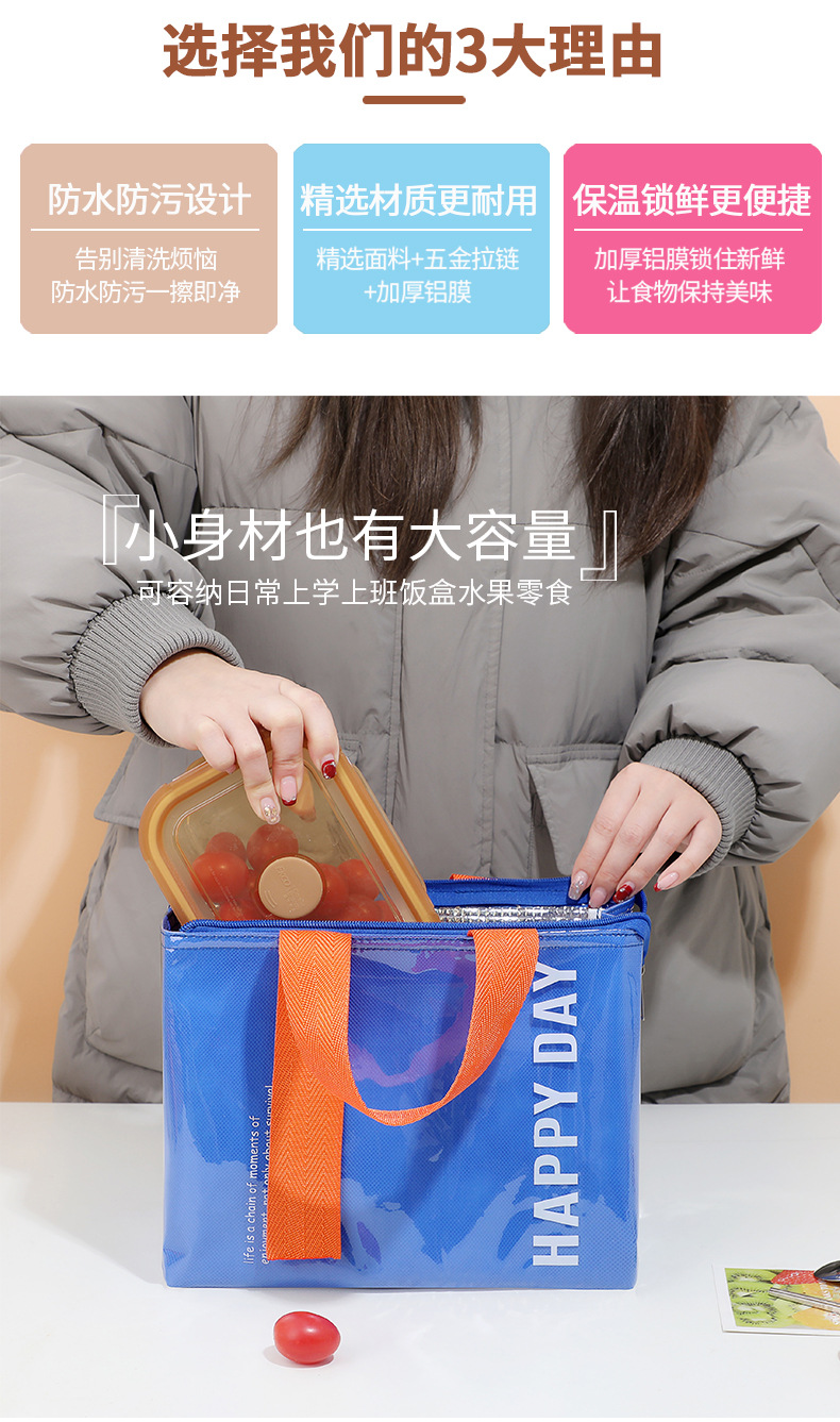 简约时尚牛津布饭盒袋学生上班族易清洁便当包小拎包三角饭盒包详情5