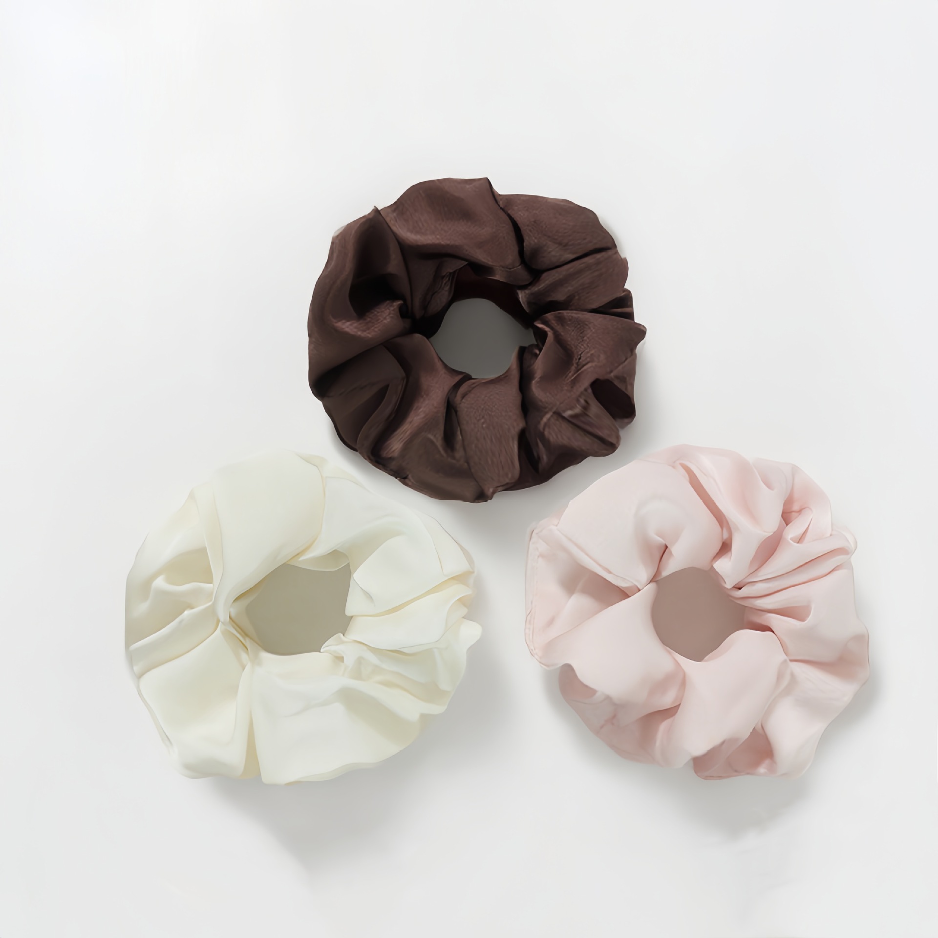 亚马逊新款简约百搭大肠发圈纯色肥肠头绳时尚仿真丝发饰详情9