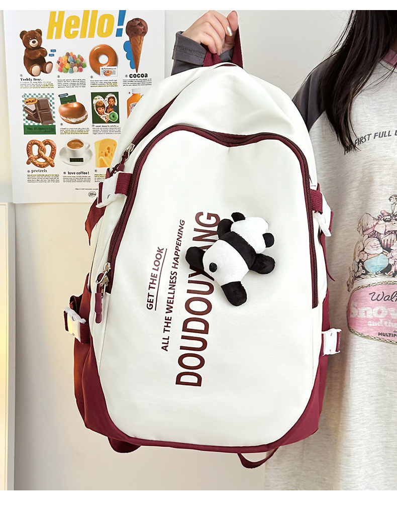 新款时尚休闲书包少女中学生双肩包高颜值大容量情侣双肩电脑包详情7