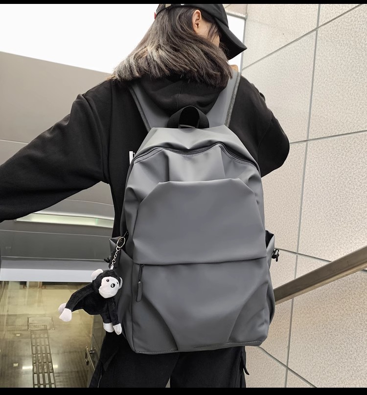 防水尼龙布韩版双肩包大容量大学生书包男士褶皱休闲旅行电脑背包详情13