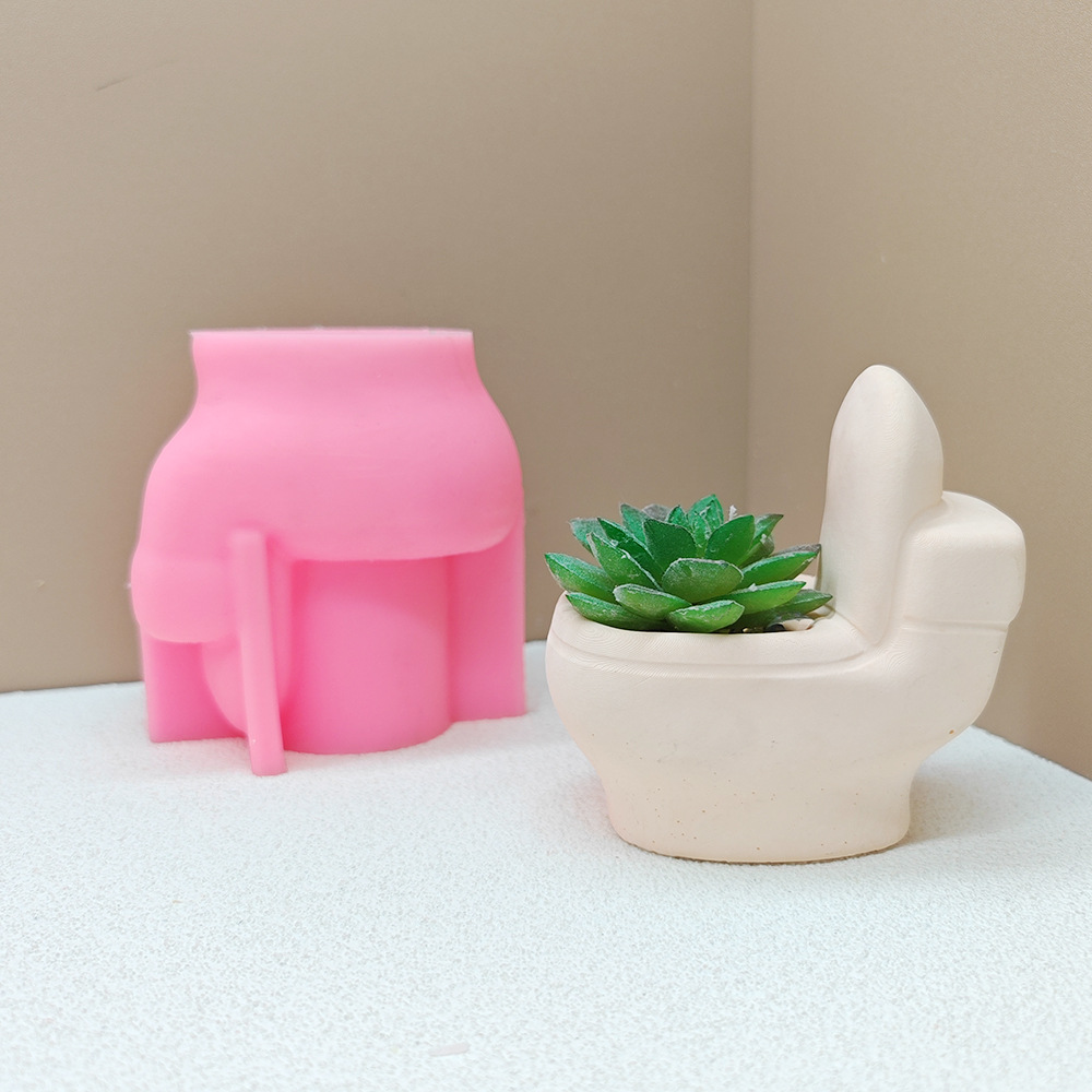 diy silicone molds for creative toilet flowerpots, scented candles, gypsum epoxy resin, cement toilets, and succulent flowerpots pic 2