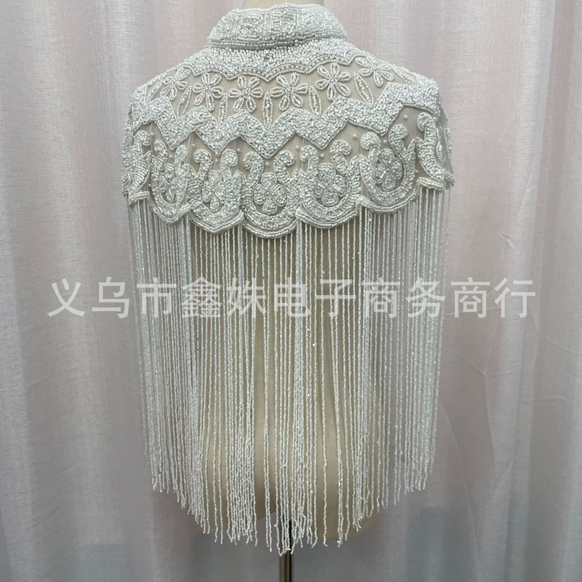 Fringed sequined shawl, European and American retro Gatsby ball party beaded evening dress, short small shawl pic 16
