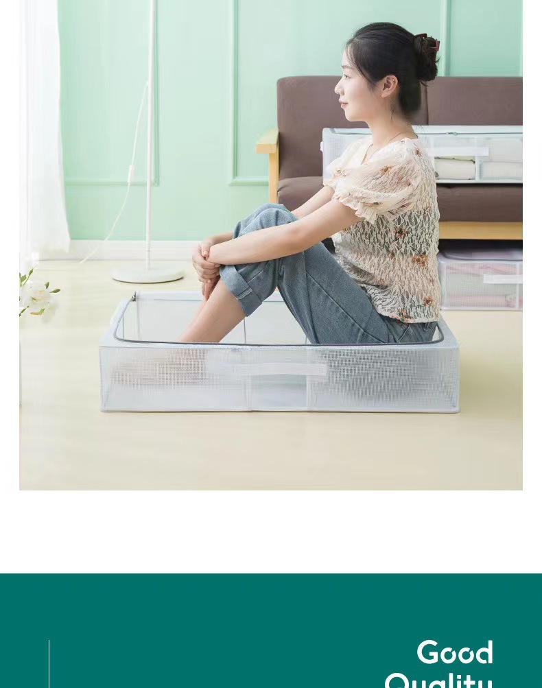 Steel frame folding clothes transparent storage box under the bed, Japanese and Korean waterproof and moisture-proof quilt storage box pic 8