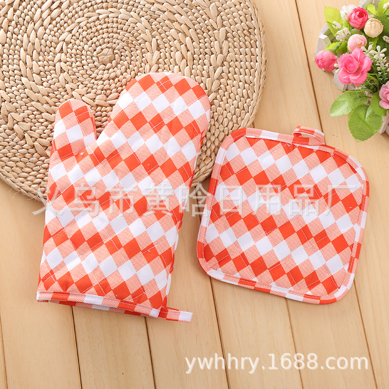 【 Chi Jia 】 Microwave Oven Heat insulation and heat-resistant hand cover Pad Two-piece Set, Kitchen Baking Two-piece set, diamond-shaped printed pic 7