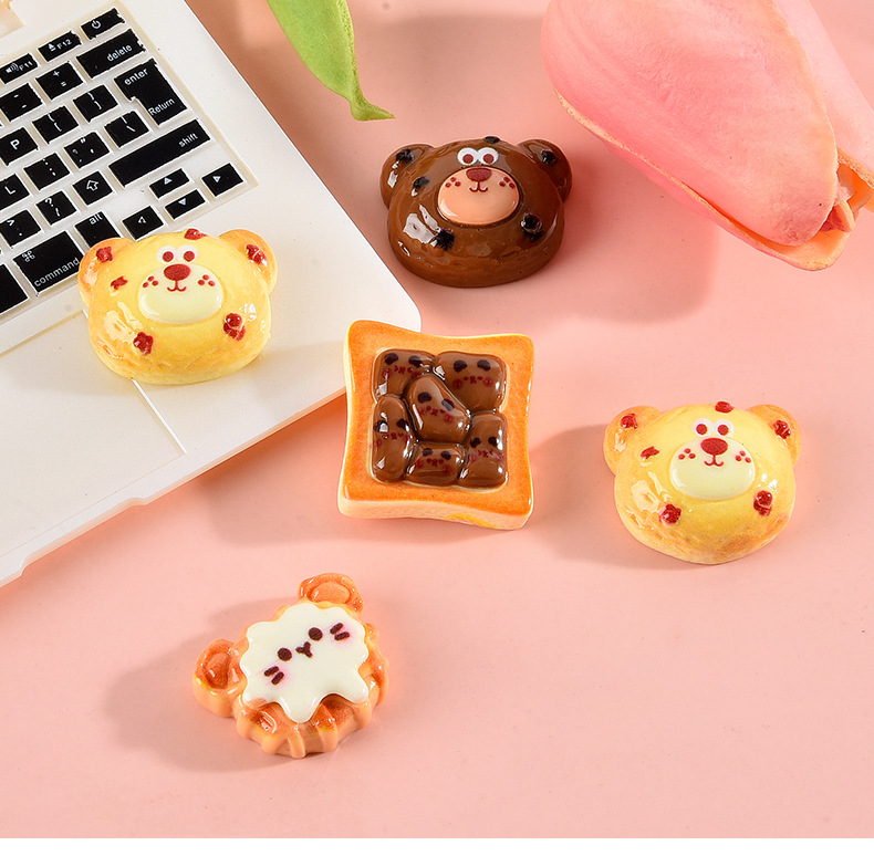 Bread, food, play bear cake, resin accessories, diy ornaments, cream glue, phone cases, hair clips, handcrafted material accessories pic 8