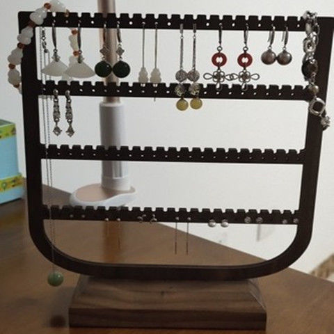 Chinese-style earring stand, ear clips, ear buckles, earring rack, display stand, hanging necklace stand, ear studs, earrings, black walnut, large capacity pic 4