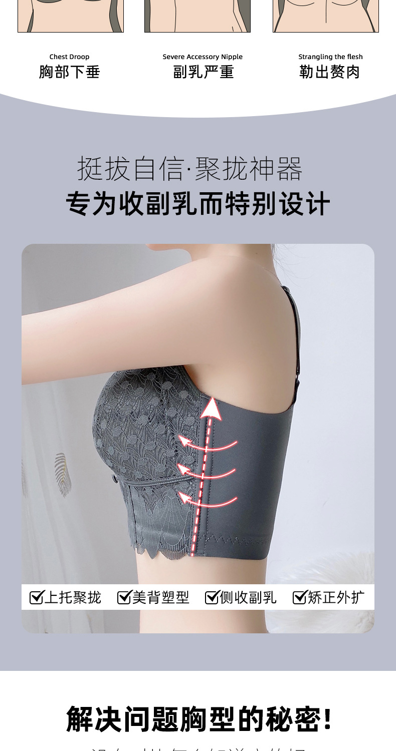 超薄款调整型聚拢收副乳矫正大码防下垂内衣女夏季大胸显小文胸罩详情2