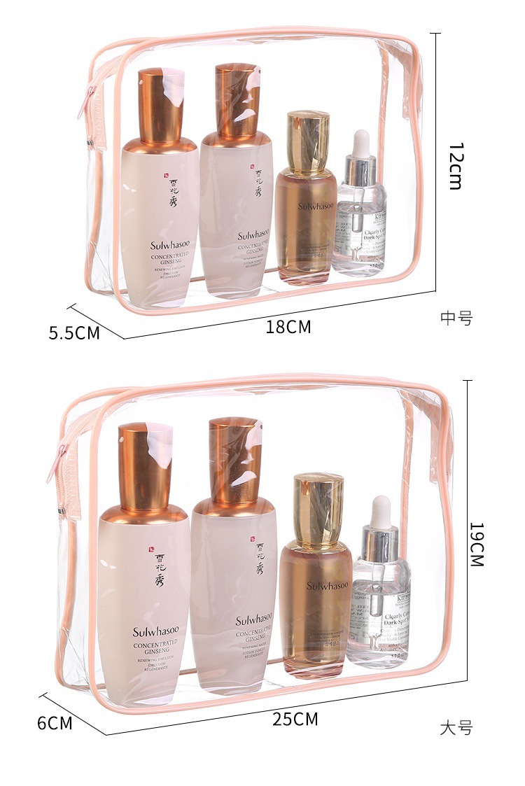 Wholesale pvc toiletry bags, waterproof portable travel storage bags, transparent cosmetic bags, large capacity and high-end feel pic 4