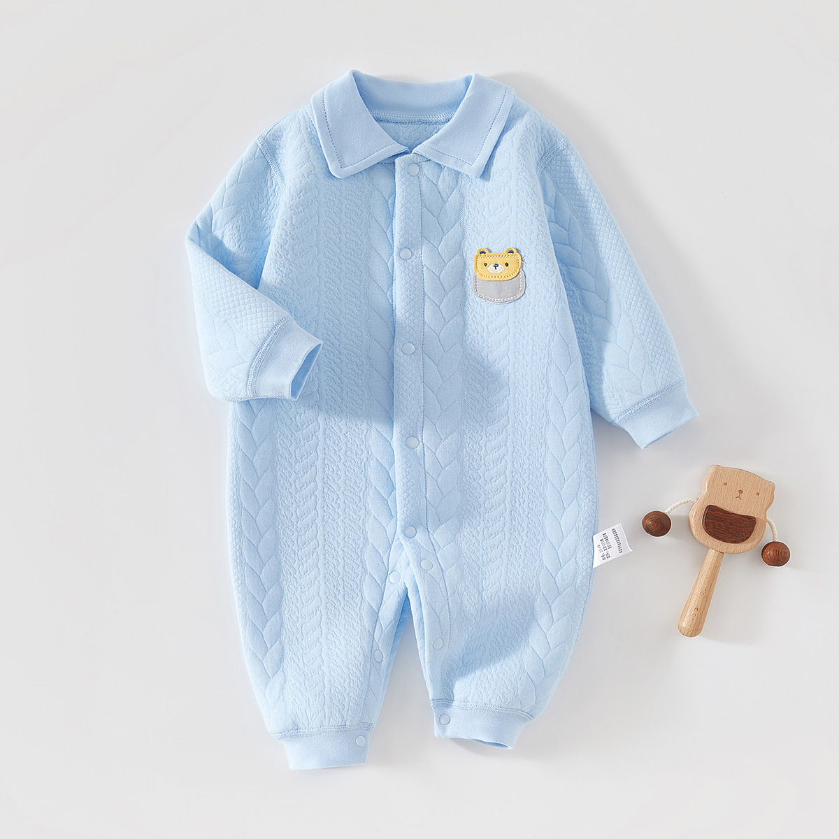 婴儿保暖衣连体衣纯棉新生儿春秋衣服宝宝秋冬三层夹哈衣详情4