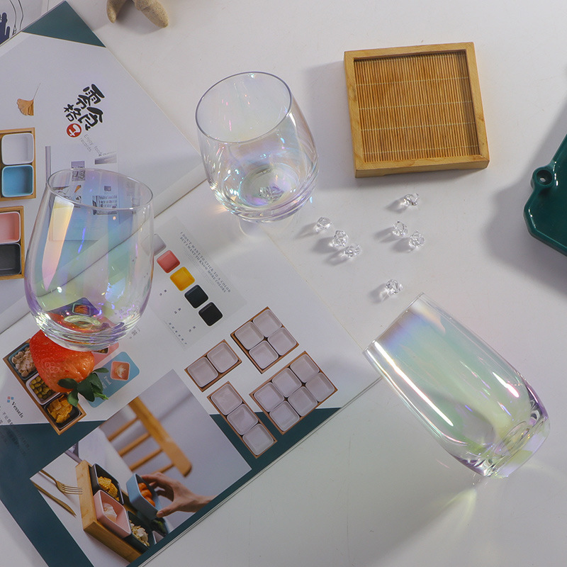 跨境电镀七彩蛋形玻璃杯牛奶果汁杯喝水杯子团队酒店用品水杯Logo详情4