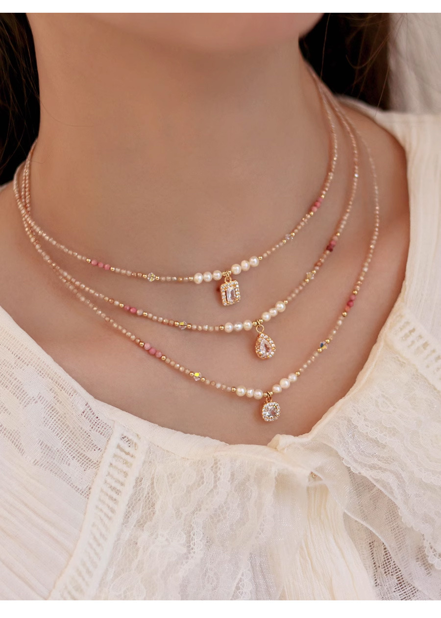 多巴胺项链不掉色女夏季高级感小众水晶锆石串珠吊坠锁骨颈链饰品详情7