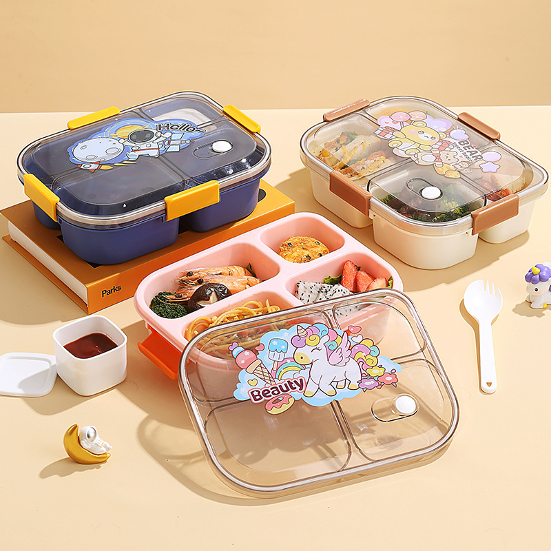 Nordic InS-style modern sealed lunch box, student dormitory bento box with lid, multi-functional compartments bowl with fork and spoon pic 17