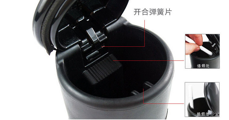 车载烟灰缸汽车内饰品车用LED带灯塑料便携式个性创意耐高温带盖详情7