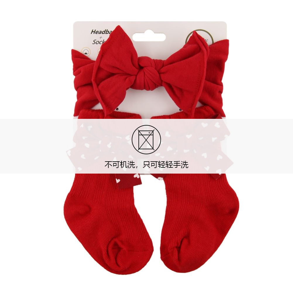跨境新款婴儿蝴蝶结发带袜子套装儿童圣诞大蝴蝶结袜子组合装现货详情10