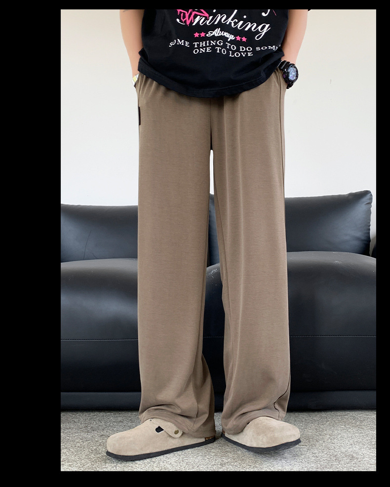 铜氨丝裤子男新款夏季冰丝垂感休闲裤宽松抽绳运动裤男士直筒长裤详情16