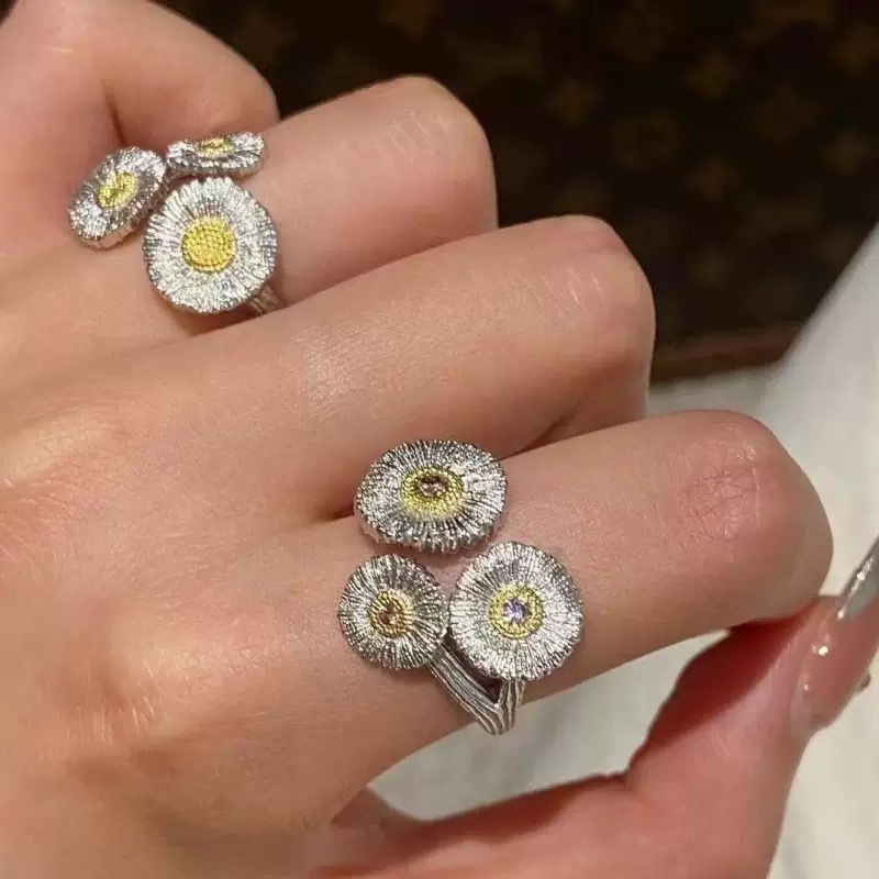 fever同款银色小花戒指女小众设计轻奢高级感雏菊新款夏季韩国ins详情5