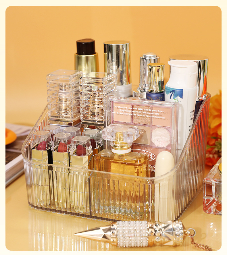 The transparent cosmetic storage box on the desk exudes a high-end feel. The light luxury acrylic dressing table storage box and pen holder are suitable for office use pic 22