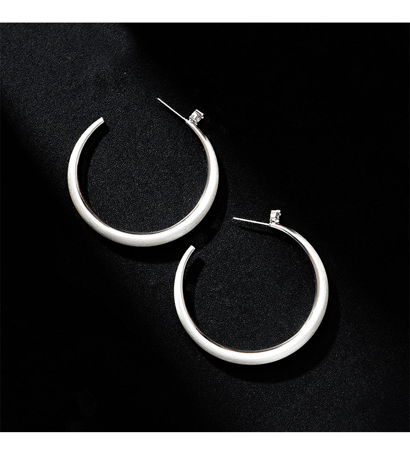 Hyacinth large brushed silver pigment ring earrings, a new bestseller in 2025, exude a sense of high-end, light luxury, grand and unique beauty pic 2