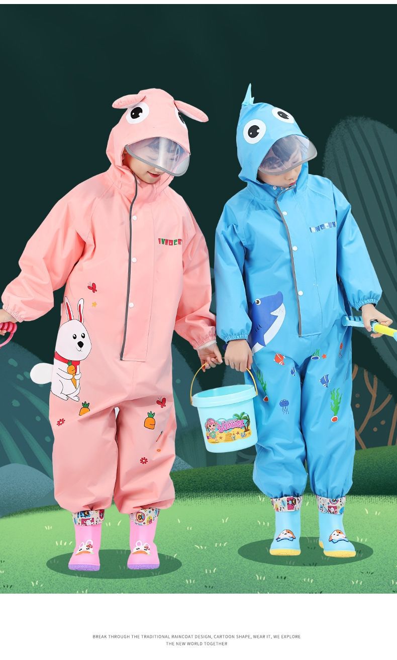 Niños una pieza impermeable niños niñas kindergarten bebé impermeable impermeable poncho estudiante impermeable impermeable pantalones de lluvia traje pic 21