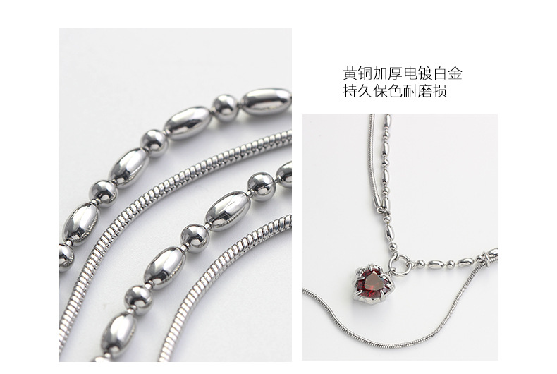 东森原创爱心吊坠项链闪钻双层叠戴毛衣链气质百搭锆石高级感项链详情8