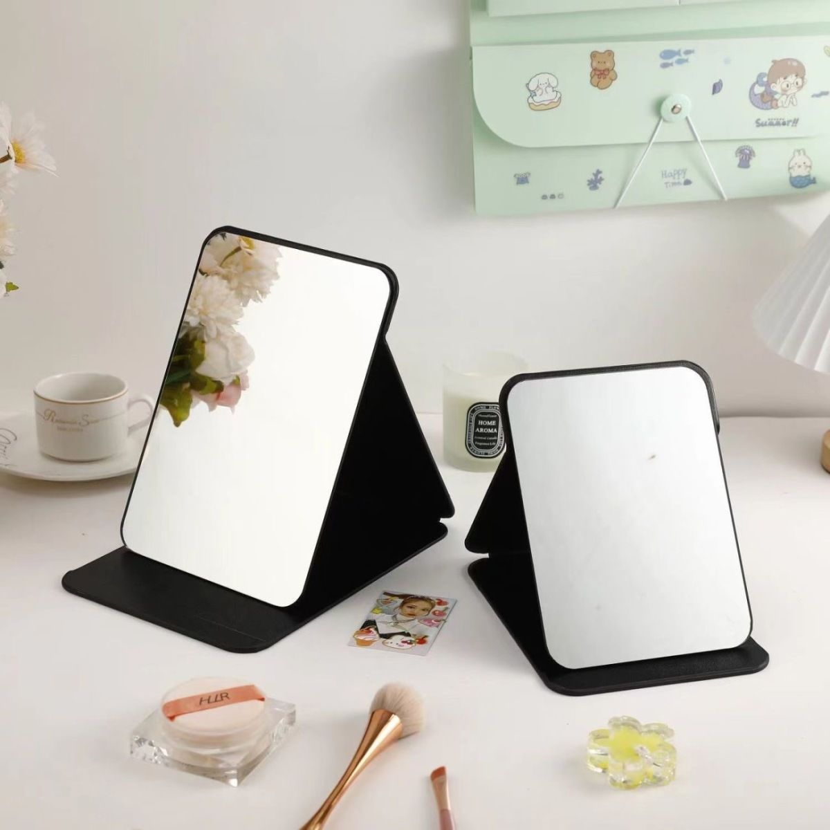 【圆角镜子】 1个 0.01包邮折叠镜子便携式化妆镜可折叠高清ins风详情8