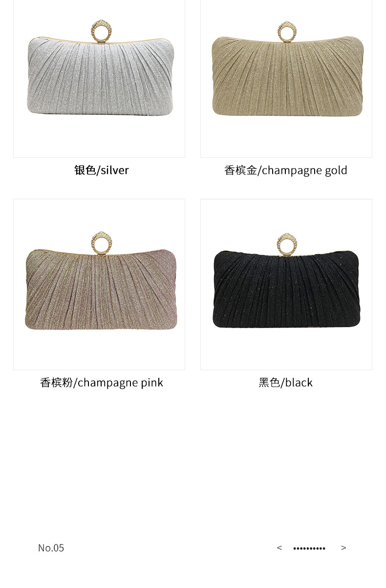 新款晚宴包褶皱手拿包晚装包新中式宴会包女士斜跨百褶礼服旗袍包详情7