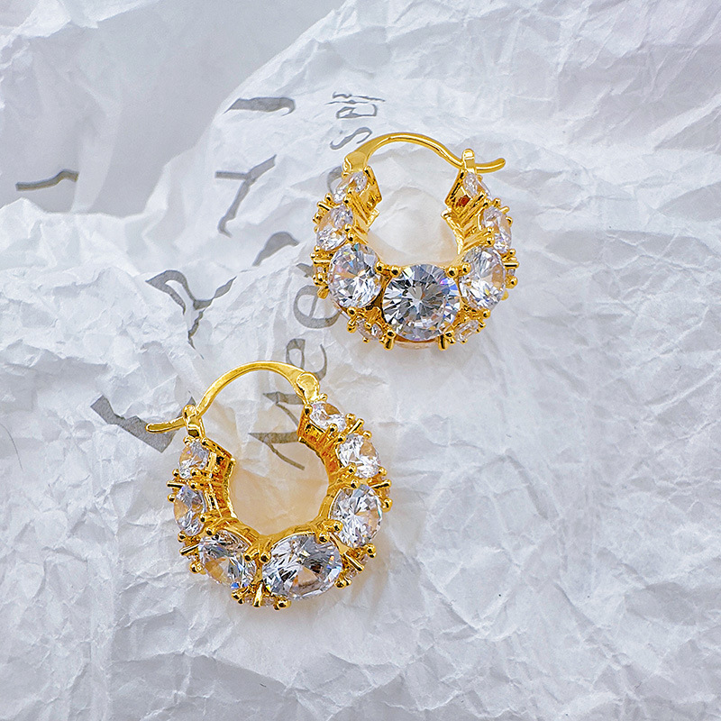 柏伶饰品网红高级感锆石圆环耳扣个性小众时尚百搭耳钉超闪耳环女详情14