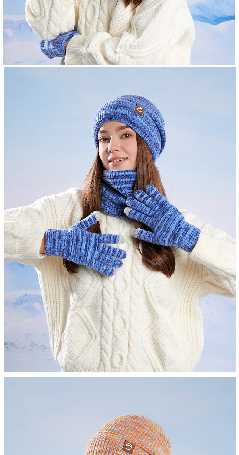 冬季帽子围脖手套三件套加绒保暖针织毛线帽女户外防寒护耳套头帽详情15