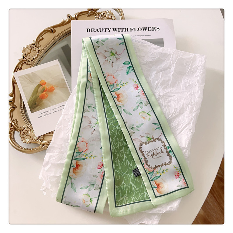 绿色花卉伴手礼盒丝巾绑包包飘带夏季女神发带清新长条绑发带详情28