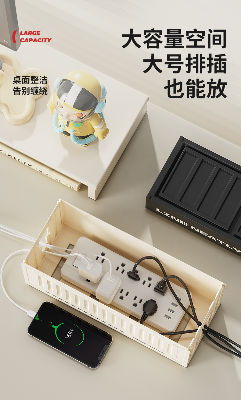 Power wire storage box, power strip, power strip, wiring, desktop organization, shielding tool, data cable socket, hub box pic 3