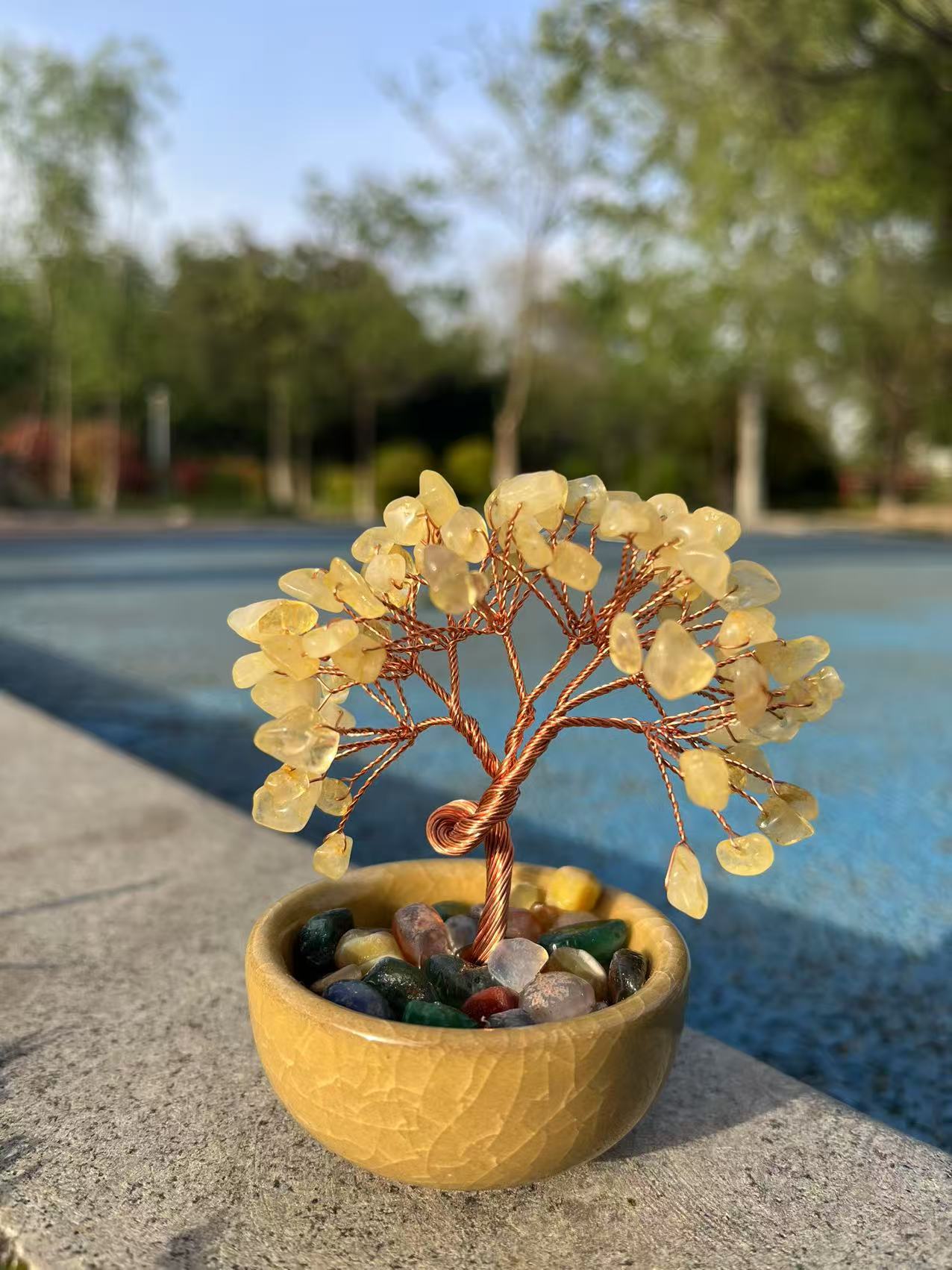 新品热销聚宝盆茶盏底座紫水晶发财树摆件桌面水晶生命树创意艺品详情5