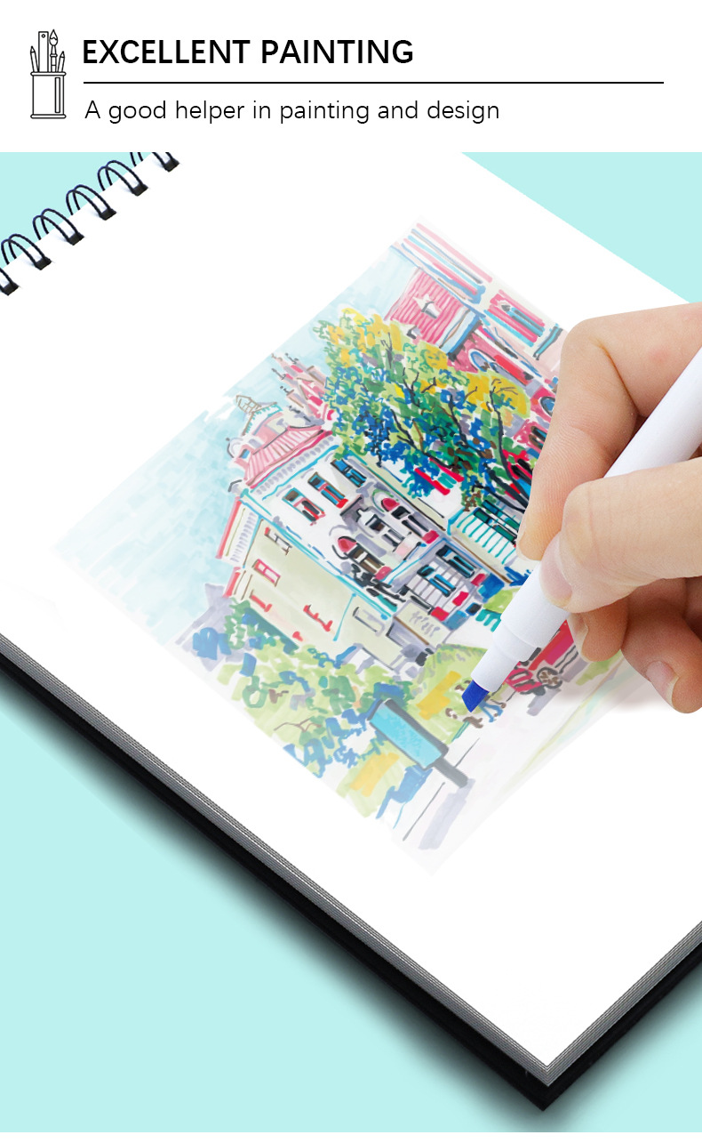Yalong Cross-border 18-color double-pointed alcohol ink Marker, high-quality bucket smooth marker, office & School pic 4