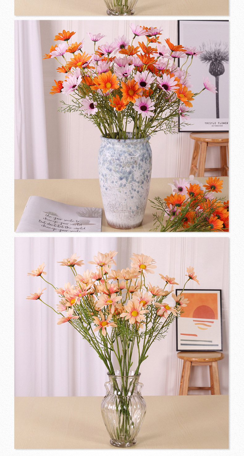 仿真5头荷兰菊 洋甘菊 小雏菊波斯菊手捧花婚庆家居摄影装饰批发详情13