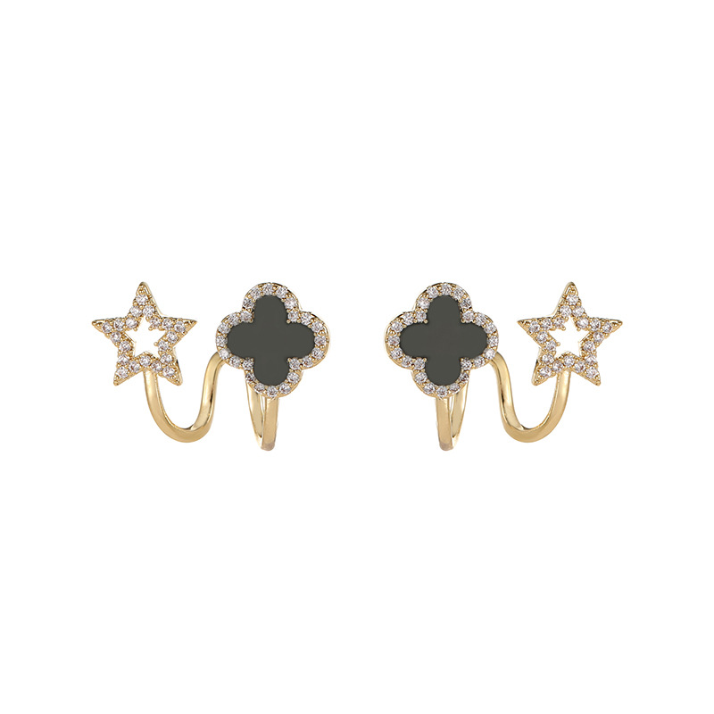 s925 Silver Needle black four-leaf clover fashionable and simple stud earrings, a niche design for women, exuding a sense of high-end, stylish and light luxury pic 10