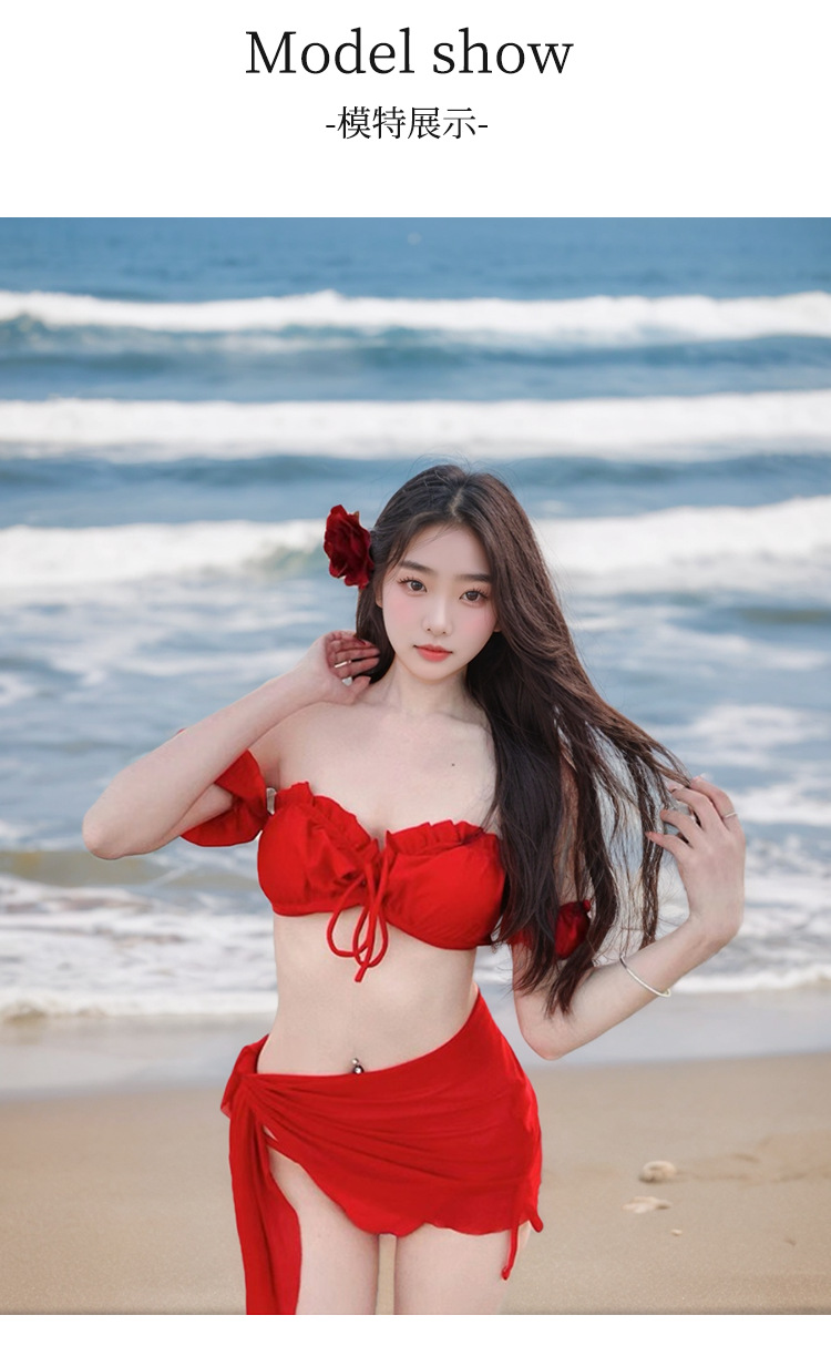 2025新款网红同款性感欧美风复古红色比基尼分体泳衣女纯欲泳装-125079详情6