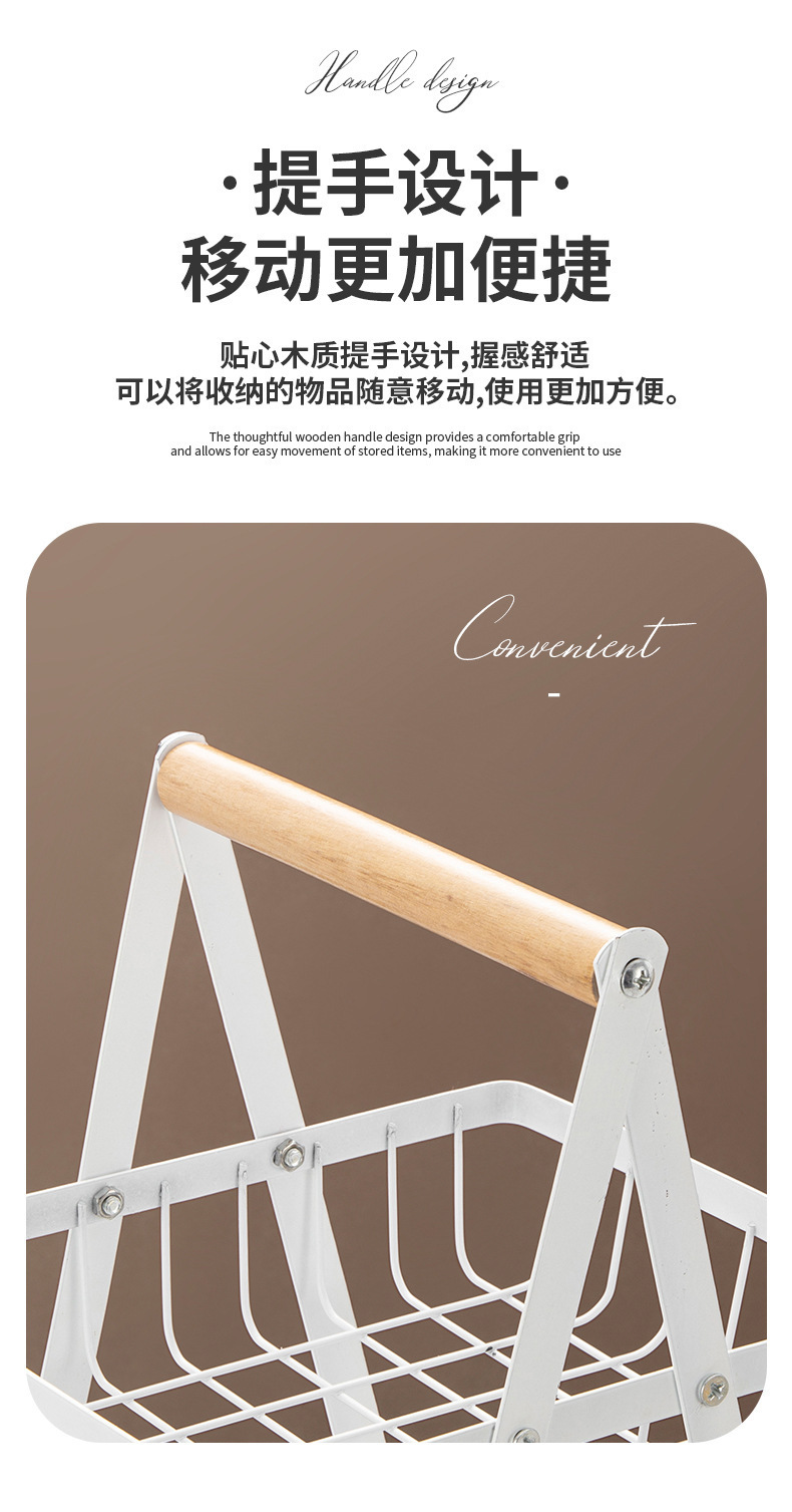 Crossover nuevo estilo de madera cesta de mano de hierro forjado canasta multifuncional de frutas cocina multicapa snack almacenamiento rack wholesale pic 3