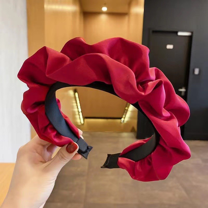 高颅顶大肠褶皱发箍女宽边发饰显脸小洗脸复古高级感饰品发夹批发详情8