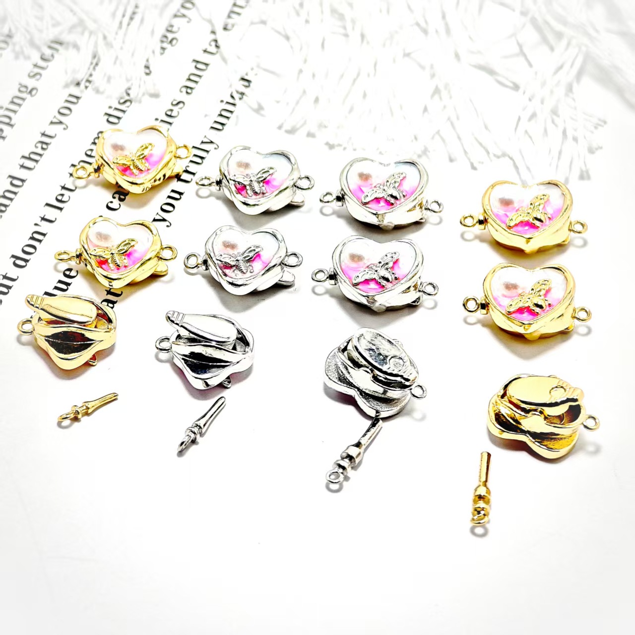 Retro oil paint-style flower intaglio clasp for jewelry accessories, simple and light luxury, vintage French oil-dripping clasp, high-end matching pic 4