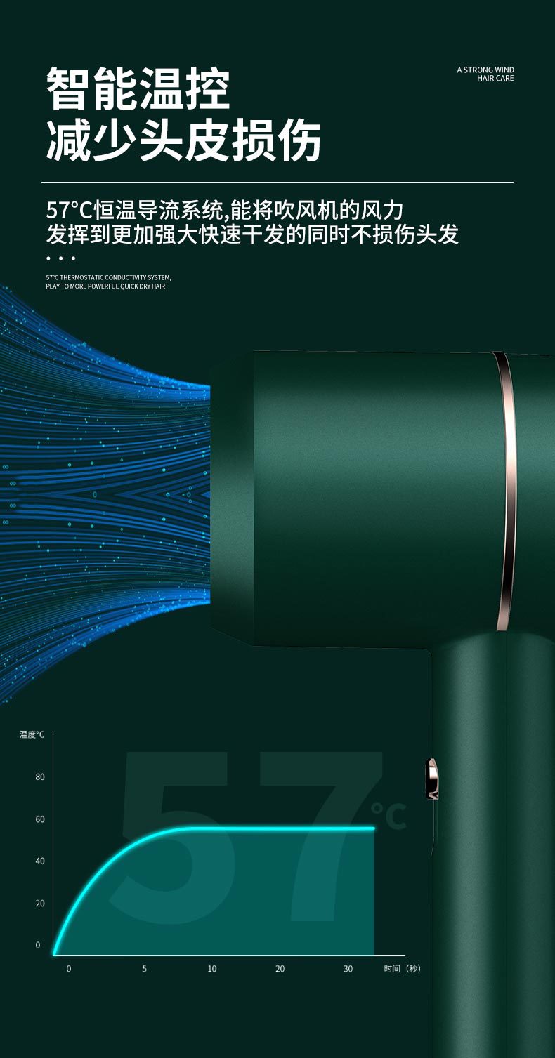 网红学生宿舍电吹风大风力蓝光护发吹风机家用专业大功率吹风筒详情24