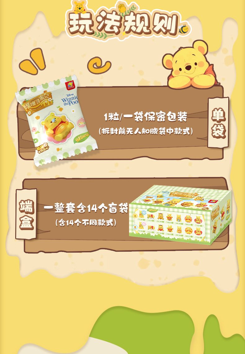 维尼熊噗噗寻蜜记磁吸萌粒冰箱贴可爱桌面黄油摆件盲袋批发详情18