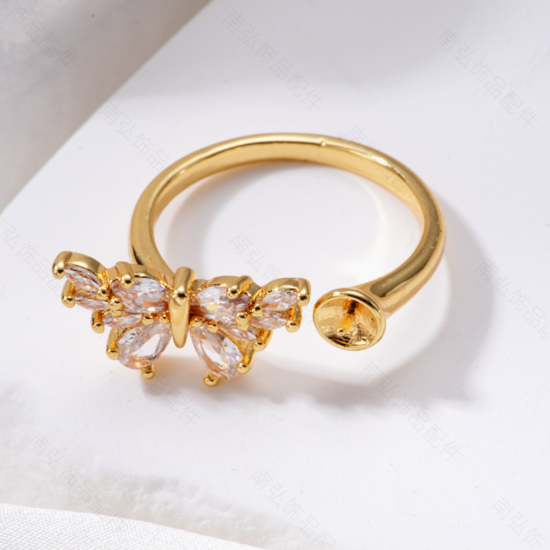 Pearl ring, earneedle pendant, three-piece set, empty stand, heavy butterfly design, high-end feel, DIY light luxury, high-end feel pic 7