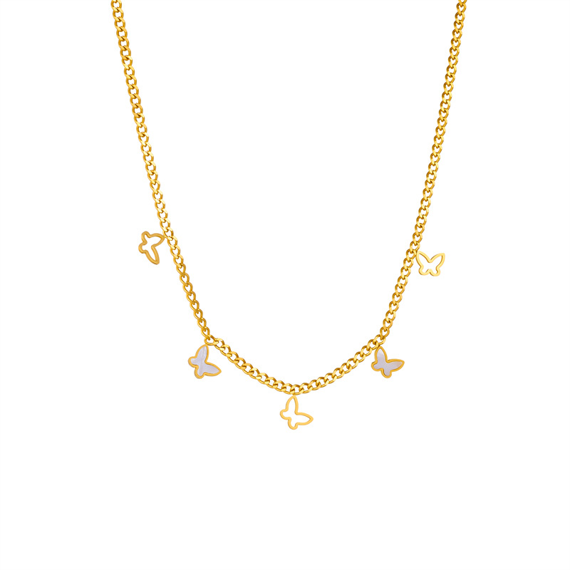 跨境热销不锈钢星星蝴蝶四叶草爱心项链手链套装  钛钢不掉色18k首饰套装详情7