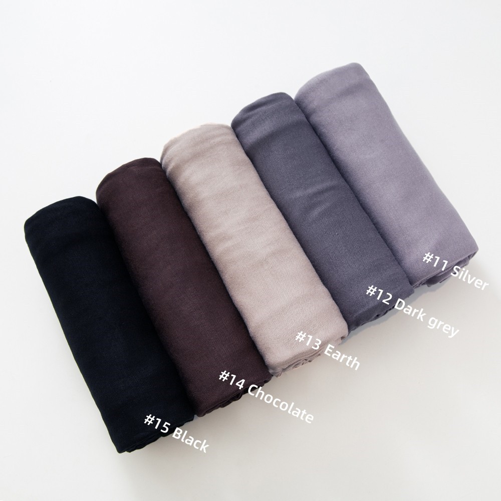 High-quality solid color modal rolled-up mercerized cotton scarves, shawls and headscarves for cross-border Middle East Jerseyscarf pic 5