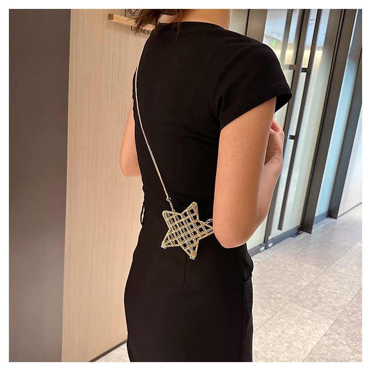 跨境2024夏新款小香风镂空金属星星包晚宴包单肩斜挎气质链条女包详情57